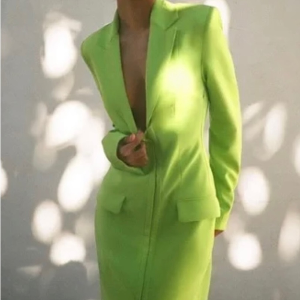 Zara fitted blazer dress (lime green)